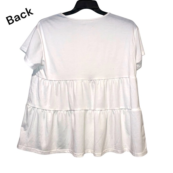Cupshe Mattie Drop Sleeve Tiered Hem Tee shirt women’s size M white - Picture 4 of 7